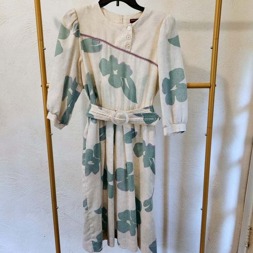Halmode Petites Dress with Pockets Midi Floral Belted